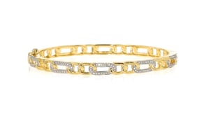 25 ct. t.w. Diamond Paper Clip Link Bangle Bracelet in 18kt Gold Over Sterling
