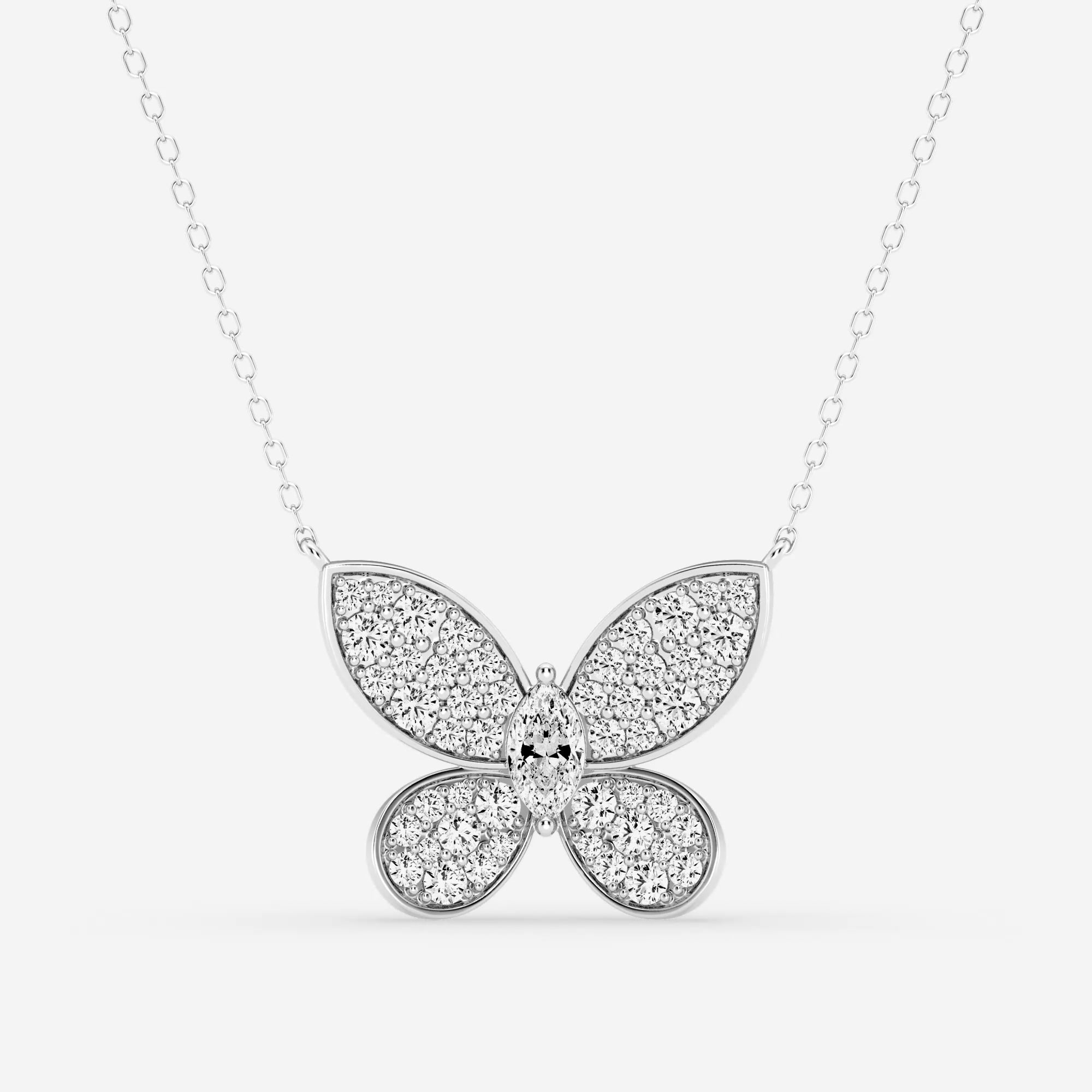 product video for 1 ctw Marquise Lab Grown Diamond Petite Pave Butterfly Fashion Pendant