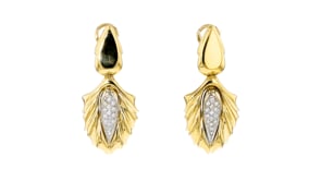 C. 1980 Vintage .50 ct. t.w. Diamond Pear-Shaped Drop Earrings in 18kt Two-Tone Gold