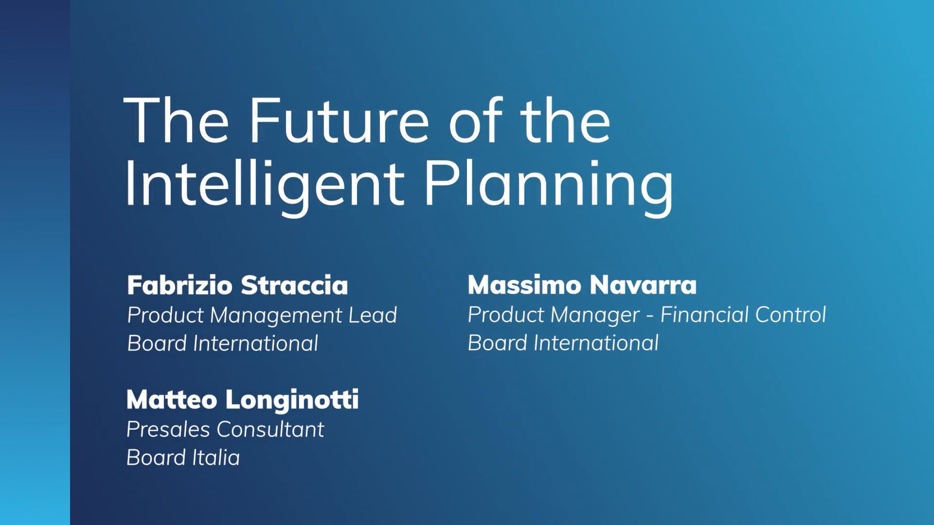 Keynote: The Future of the Intelligent Planning Platform