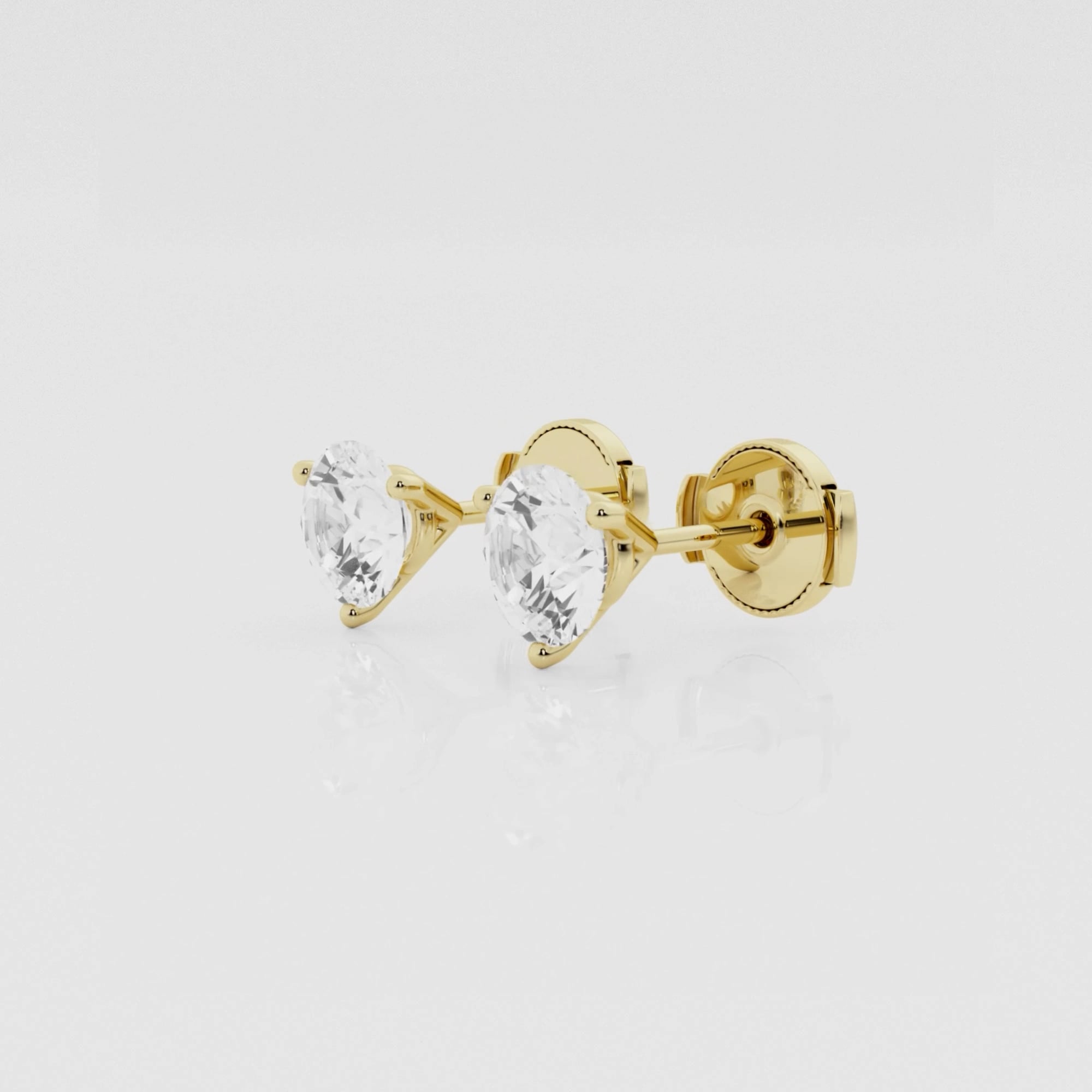 product video for 1 ctw Round Colorless Lab Grown Diamond Three Prong Martini Stud Earrings
