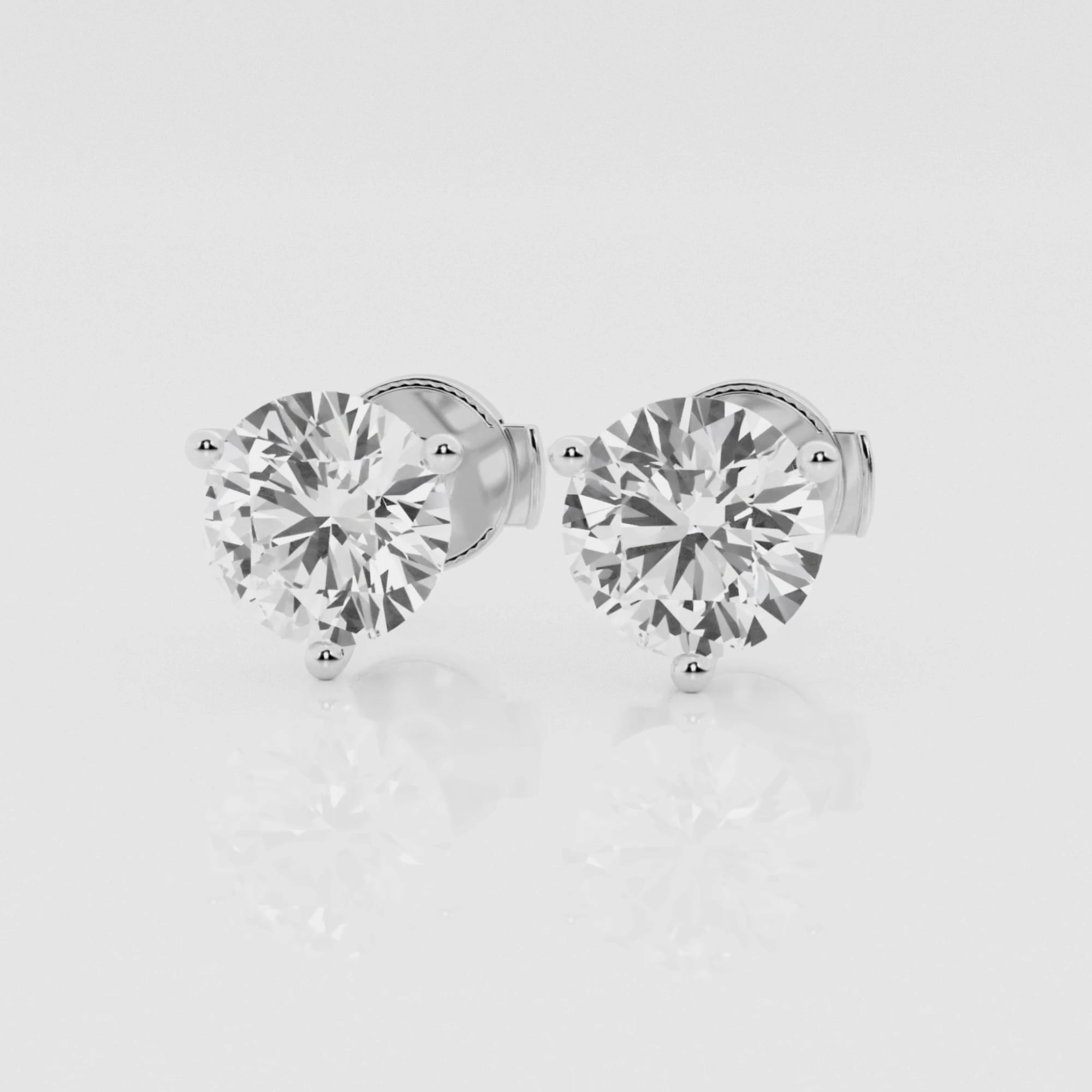 product video for 2 ctw Round Colorless Lab Grown Diamond Three Prong Martini Stud Earrings
