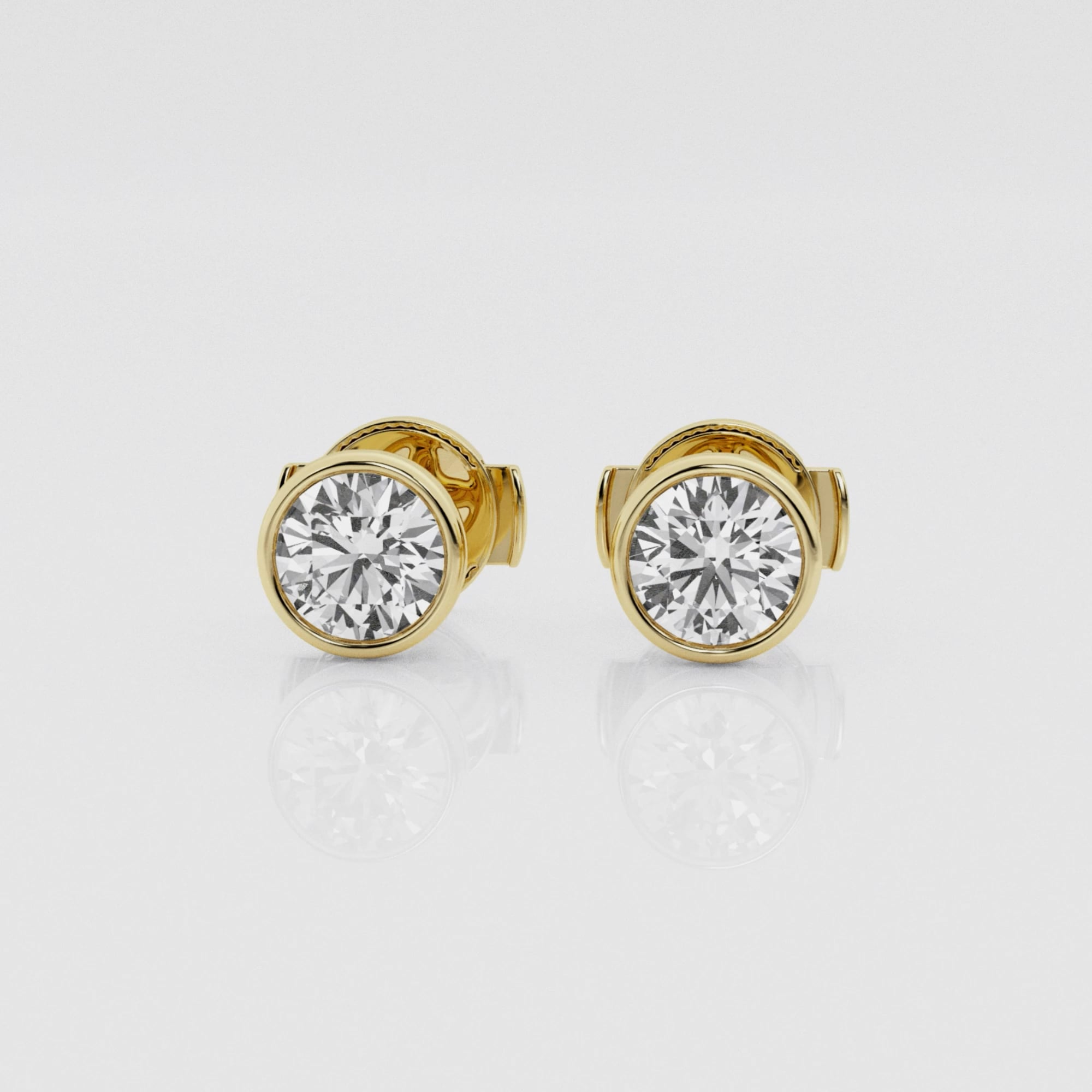 product video for 1 ctw Round Lab Grown Diamond Bezel Set Solitaire Stud Earrings