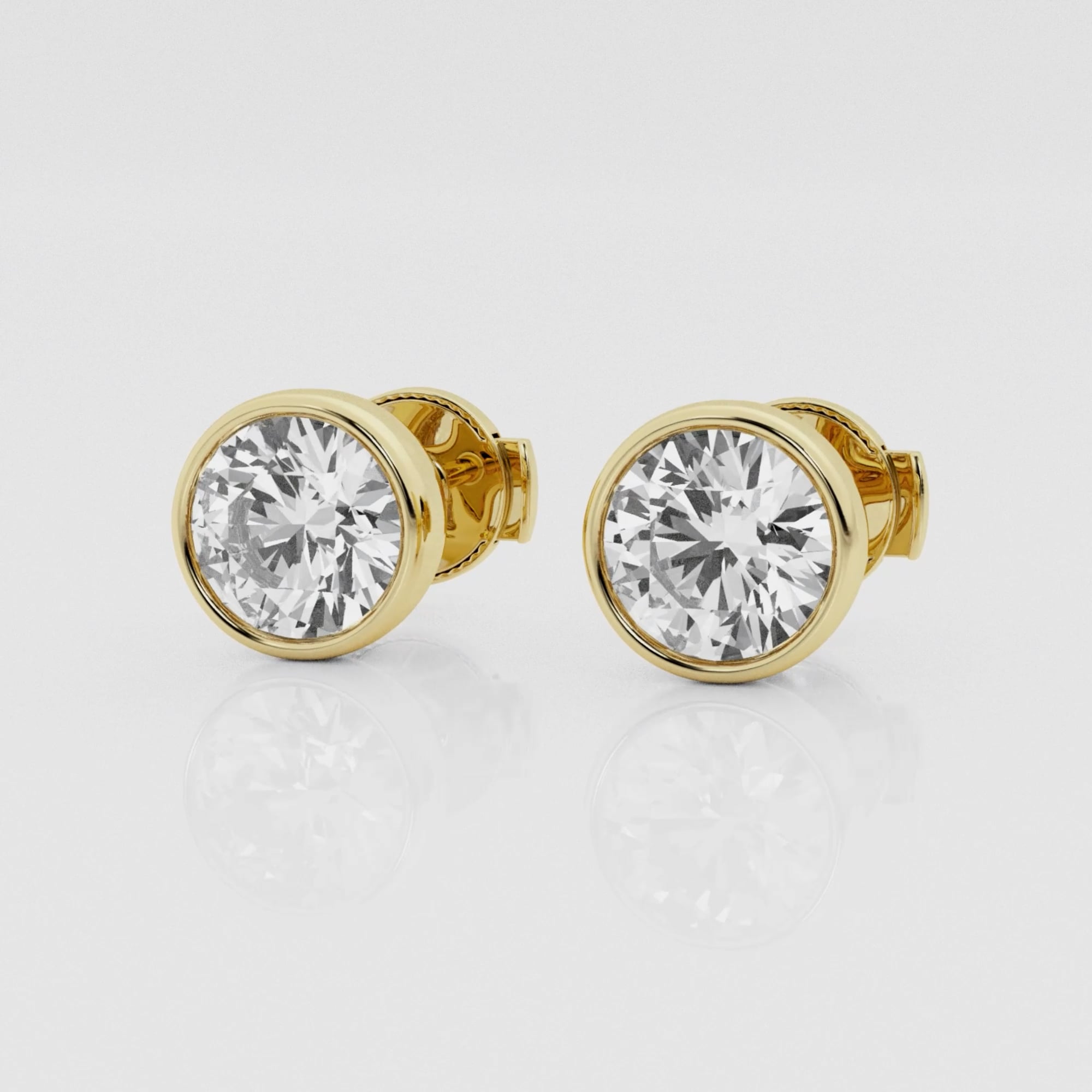 product video for 2 ctw Round Lab Grown Diamond Bezel Set Solitaire Certified Stud Earrings