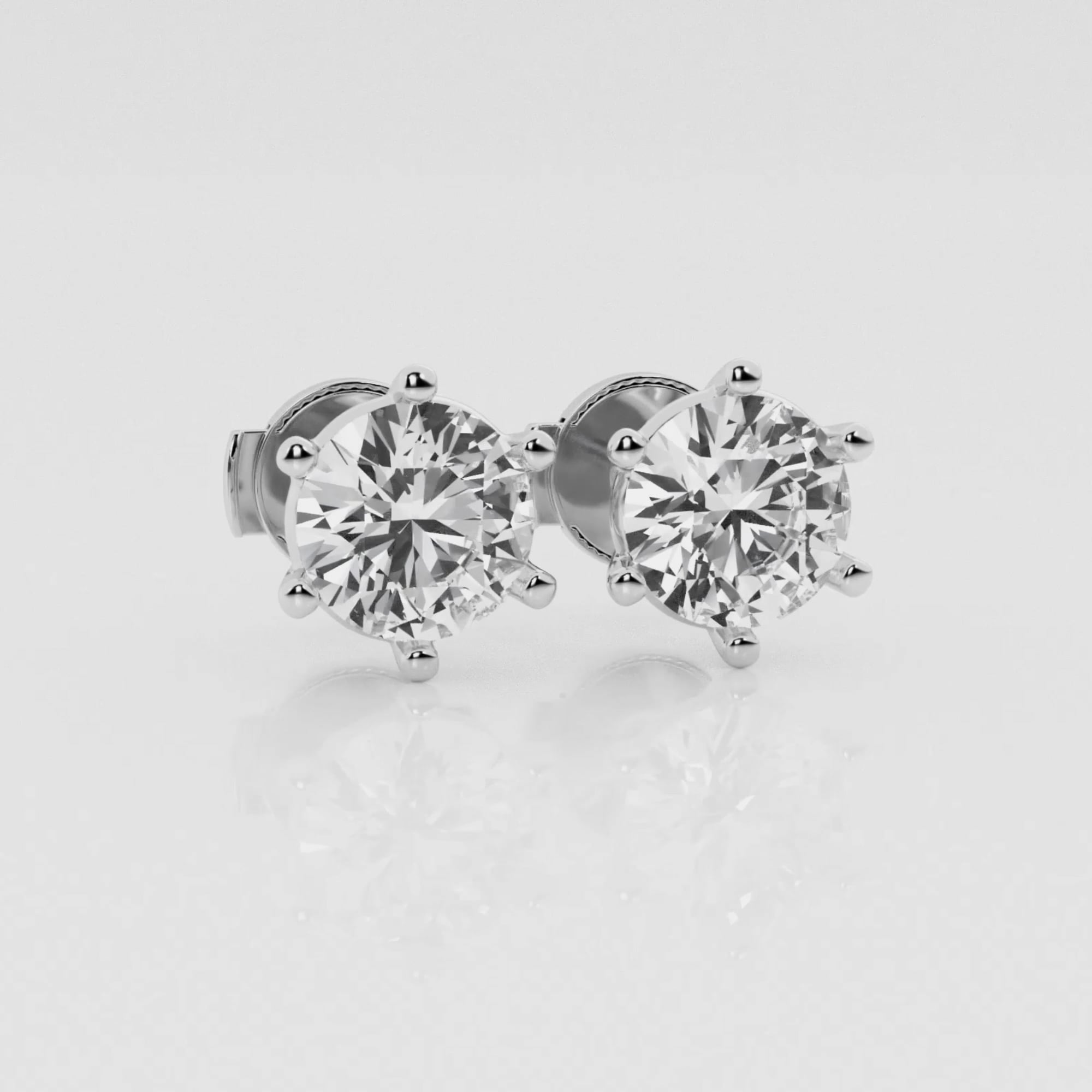 product video for 2 ctw Round Near-Colorless Lab Grown Diamond Six Prong Stud Earrings