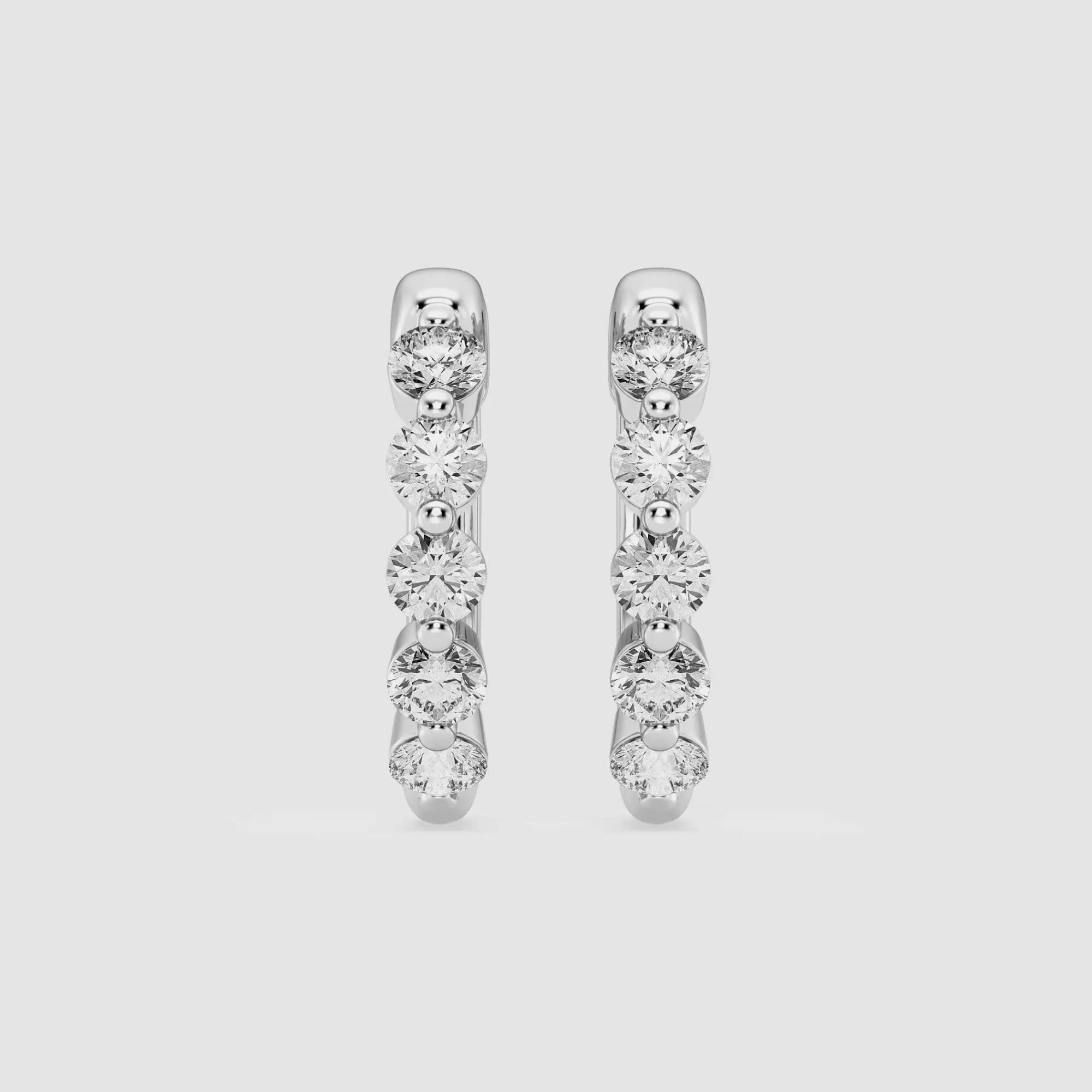 product video for 7/8 ctw Round Lab Grown Diamond Floating Hoop Earrings