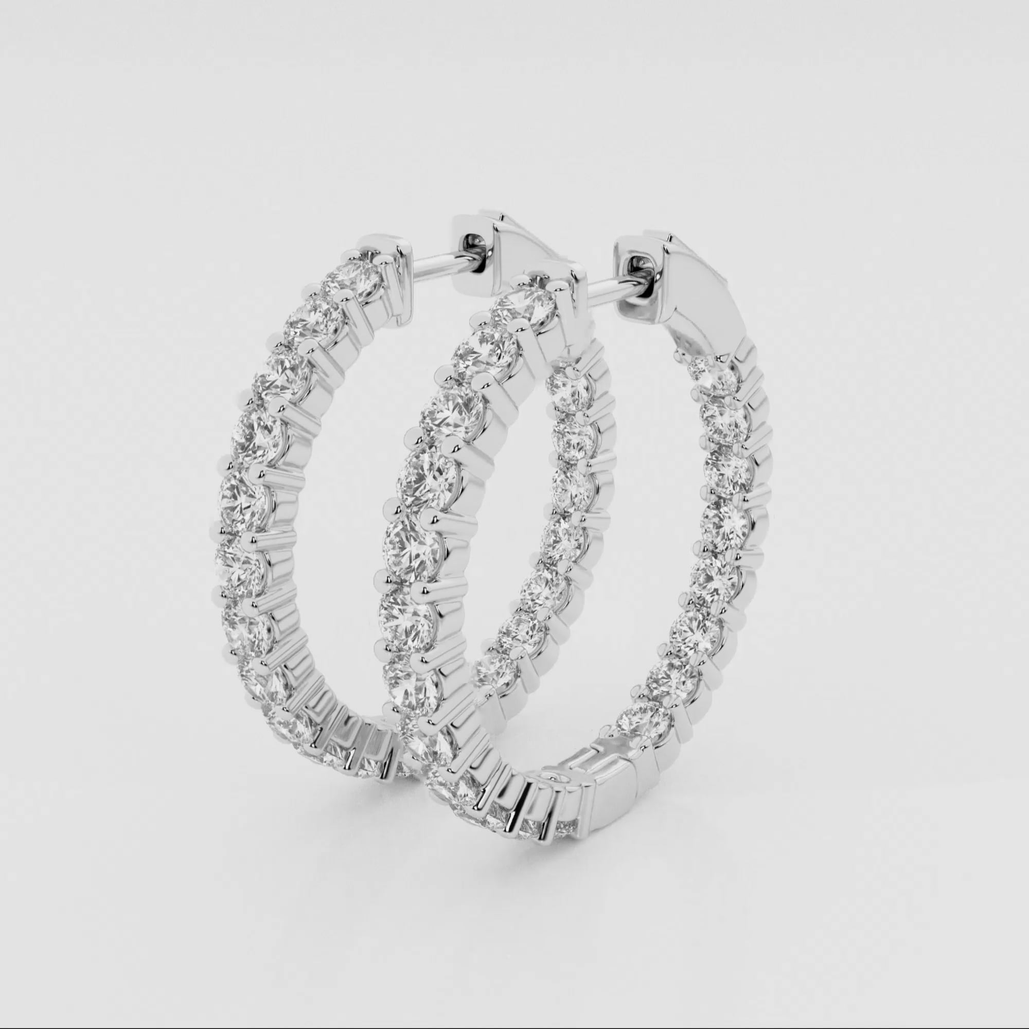 product video for 3 ctw Round Lab Grown Diamond Inside Out Hoop Earrings