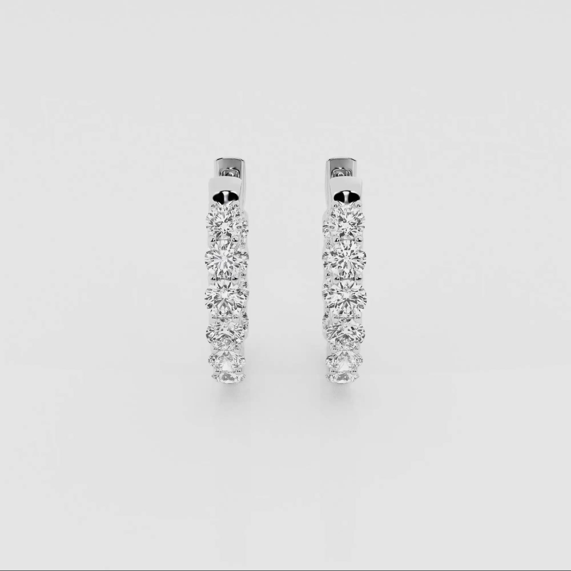 product video for 2 ctw Round Lab Grown Diamond Oval-Shaped Inside Out Hoop Earrings