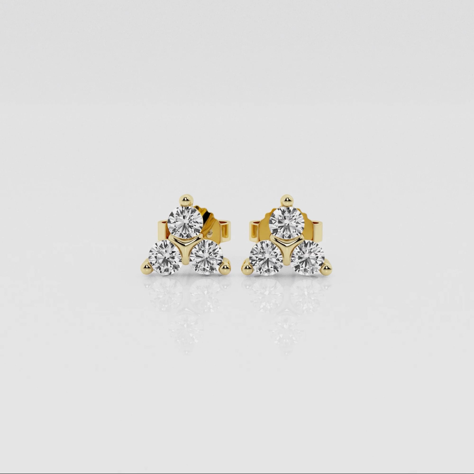 product video for 1/2 ctw Round Lab Grown Diamond Three-Stone Fashion Earrings