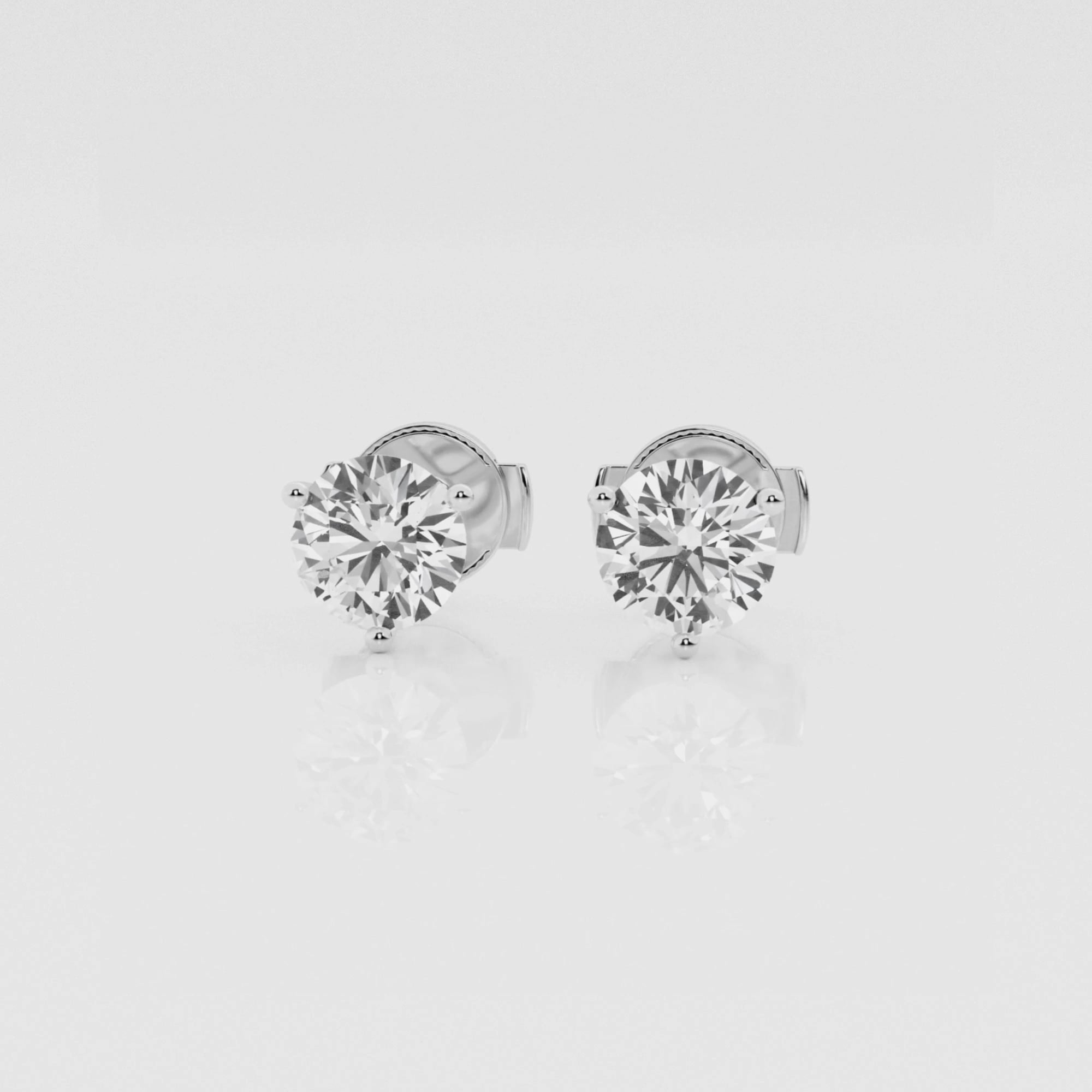 1 ctw Round Near-Colorless Lab Grown Diamond Three Prong Martini Single Stud  Earring - Grownbrilliance