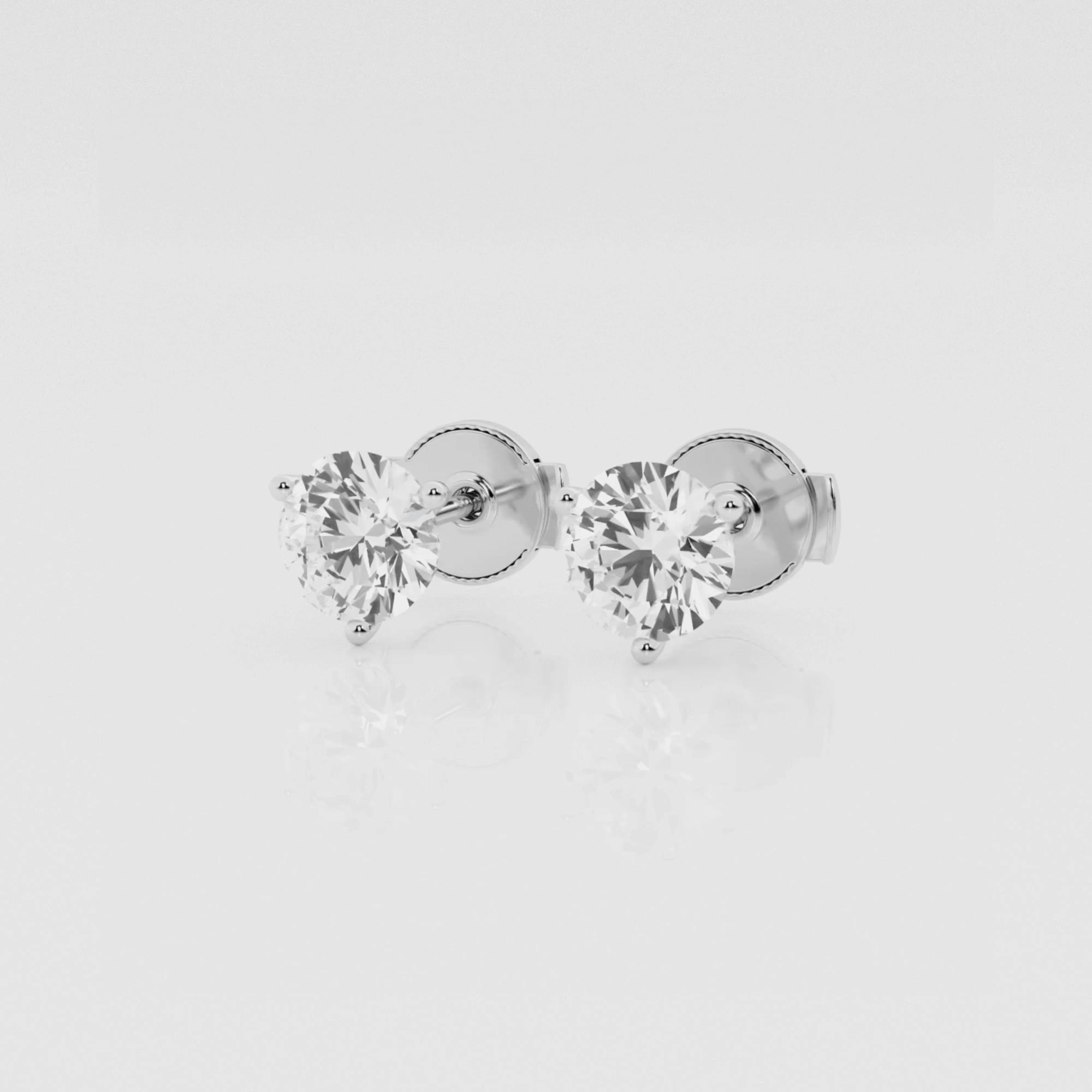 1 ctw Round Near-Colorless Lab Grown Diamond Three Prong Martini Single Stud  Earring - Grownbrilliance