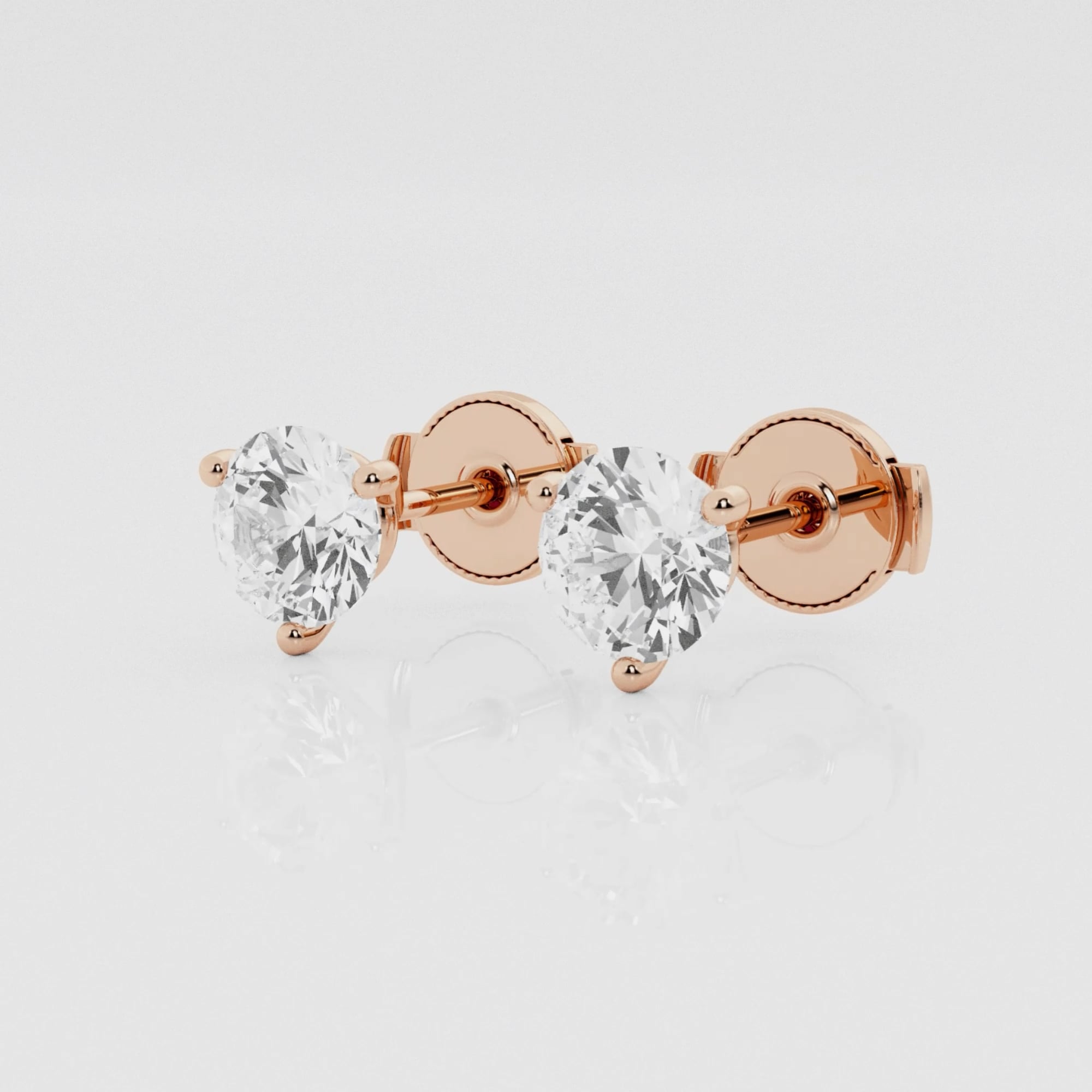product video for 1 1/2 ctw Round Colorless Lab Grown Diamond Three Prong Martini Stud Earrings