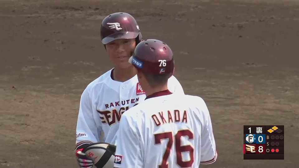 【ファーム】8連打!! イーグルス・和田恋 2点タイムリーを放ちチーム10得点目を挙げる!!   2023年6月18日 東北楽天ゴールデンイーグルス 対 北海道日本ハムファイターズ