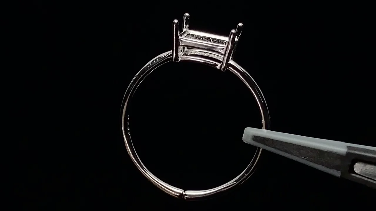 パーツ kenken 動画】Silver925 リング空枠(爪留め)スクエアファセットカット