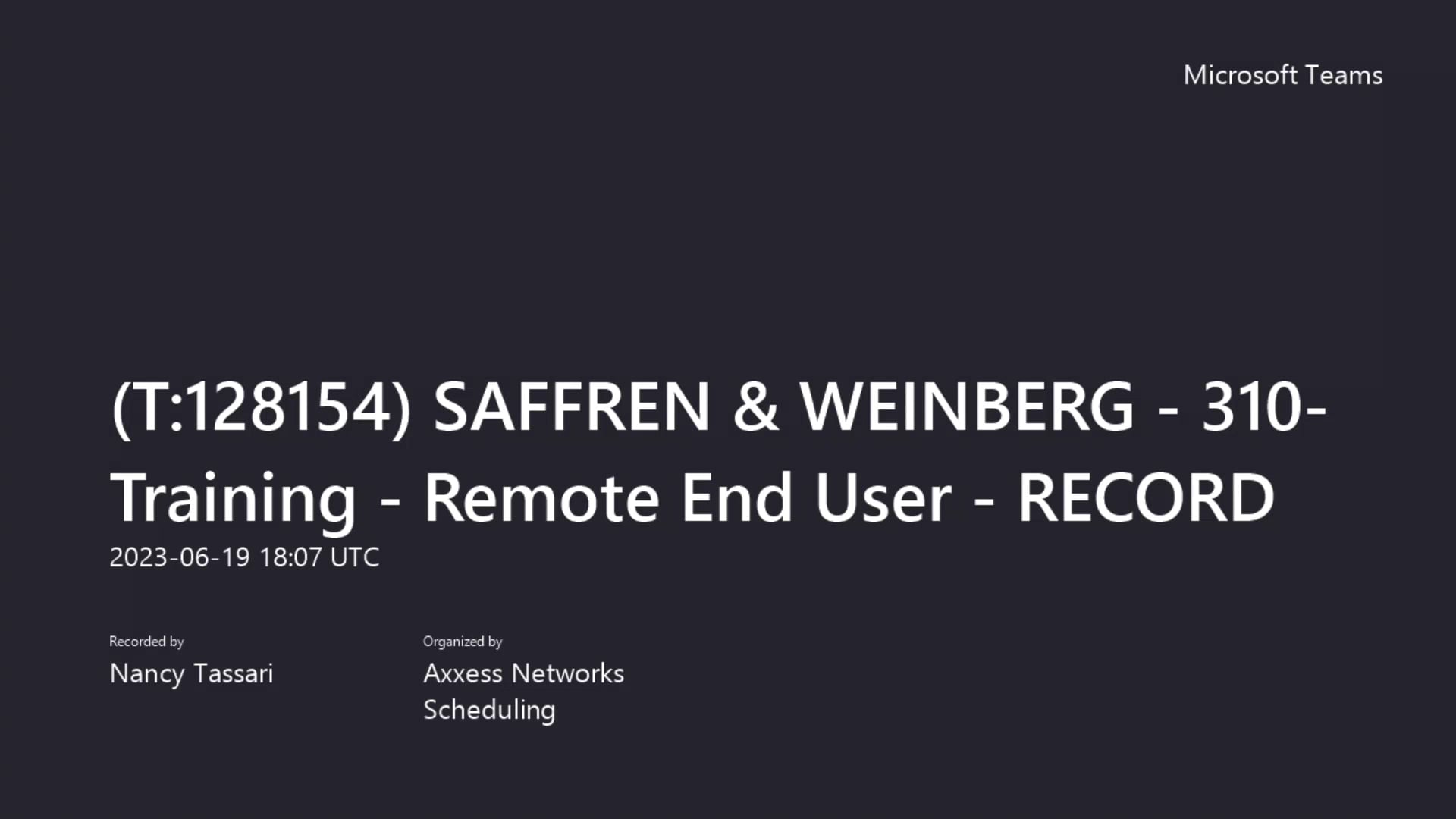 (T_128154) SAFFREN & WEINBERG 310 Training Remote End User