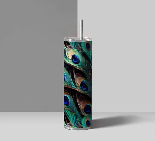 Tervis Tumbler Peacock Feathers Wrap Water Bottle with Lid