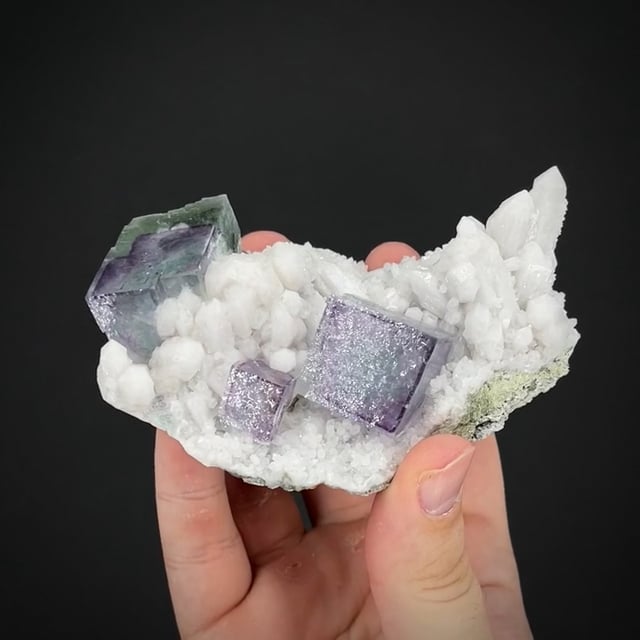 Multi-colored Fluorite on Quartz