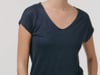 Native Spirit - Eco-friendly ladies' V-neck linen t-shirt (Navy Blue)