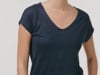 Native Spirit - Eco-friendly Damen-T-Shirt aus Leinen mit V-Ausschnitt (Navy Blue)