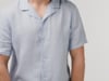 Native Spirit - Men’s linen shirt with bowling neckline (Linen Blue)