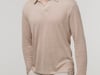 Native Spirit - Eco-friendly men’s long sleeve linen polo shirt (Wet Sand)