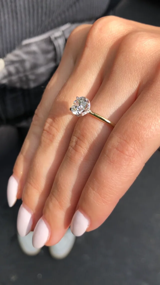 1.60 Carat Oval Natural Diamond Engagement Ring with Hidden Halo