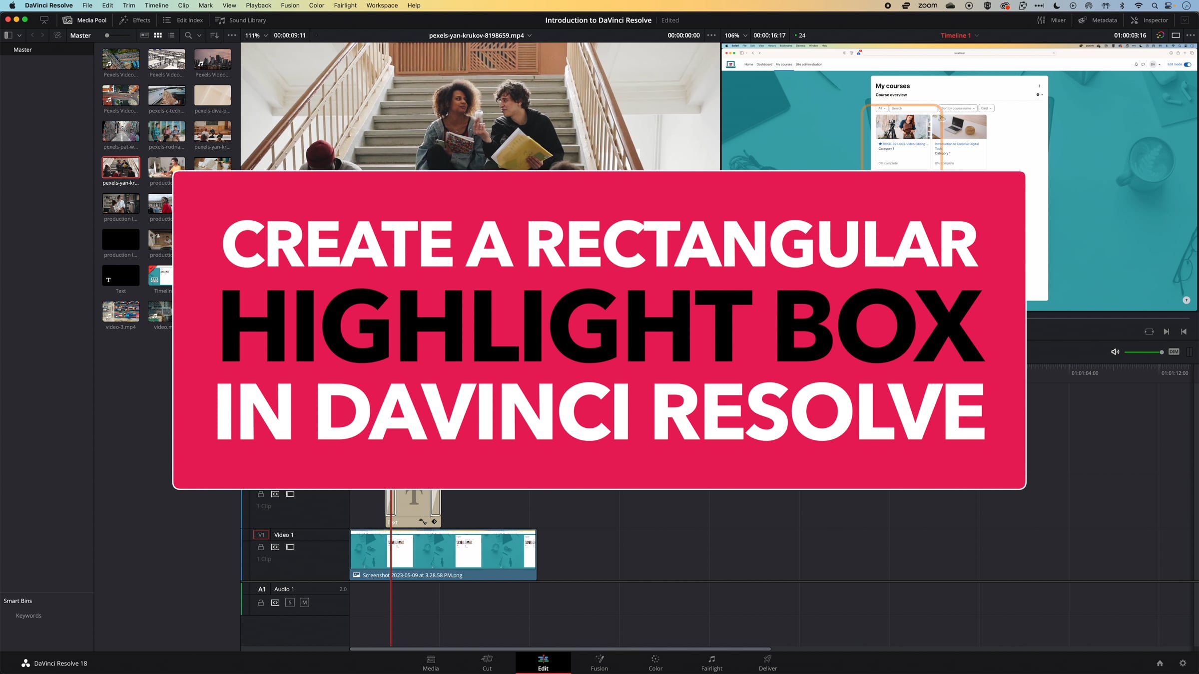 DaVinci Resolve - Create a Rectangle Highlight Box | Videos & Movies on ...
