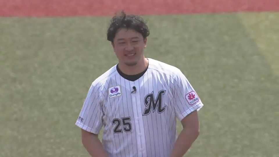 【始球式】プロバスケットボールチーム「千葉ジェッツ」の荒尾岳選手が始球式に登場!!  2023年6月25日 千葉ロッテマリーンズ 対 北海道日本ハムファイターズ