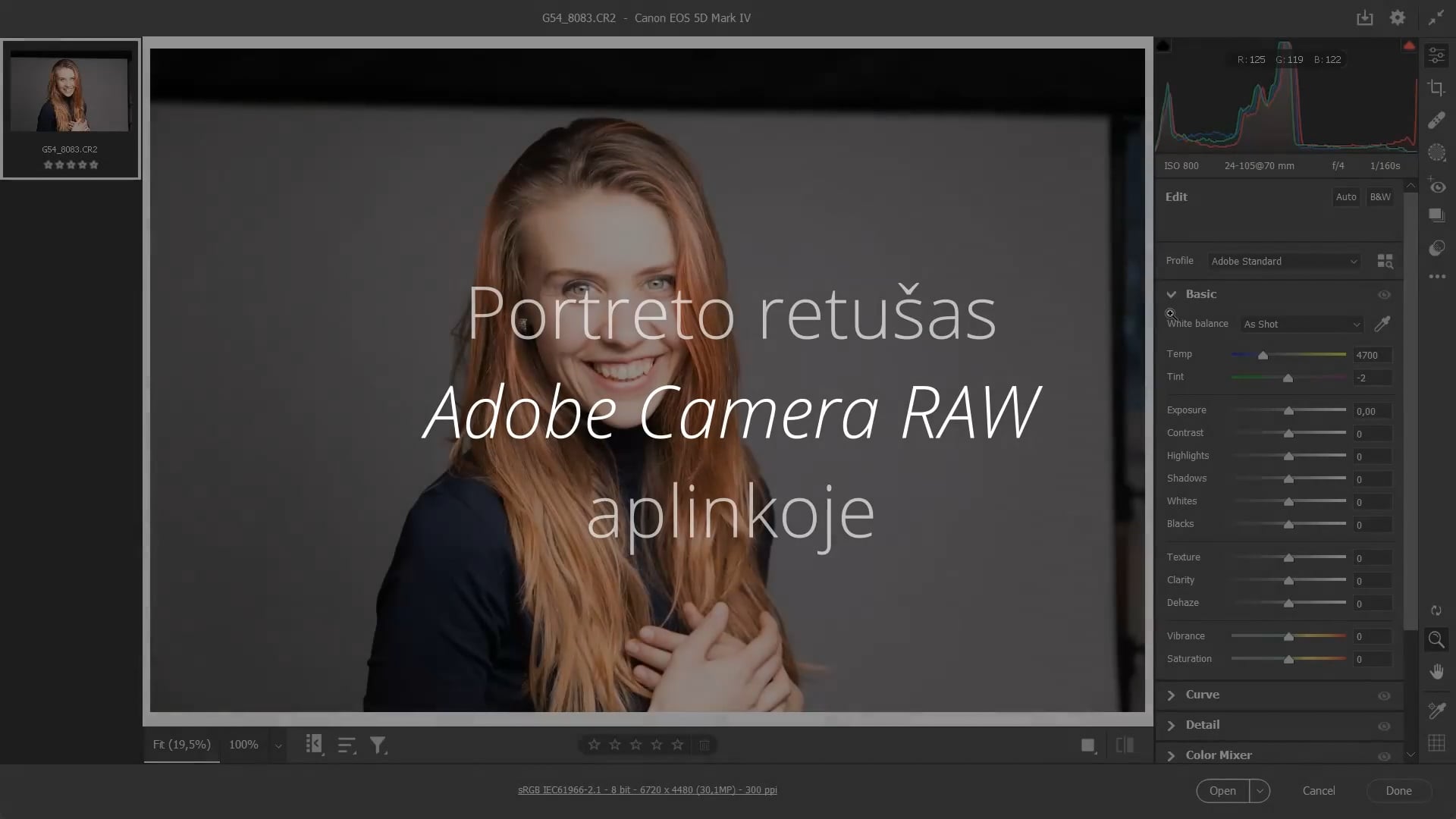 Retušas ACR/Lightroom programoje
