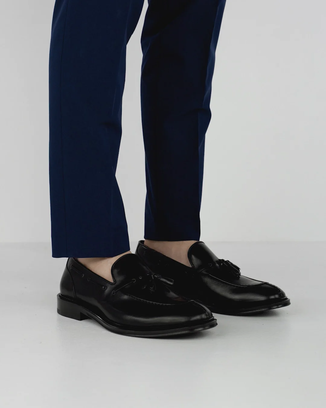 Loafers man heel 2 cm black leather | Barca Stores