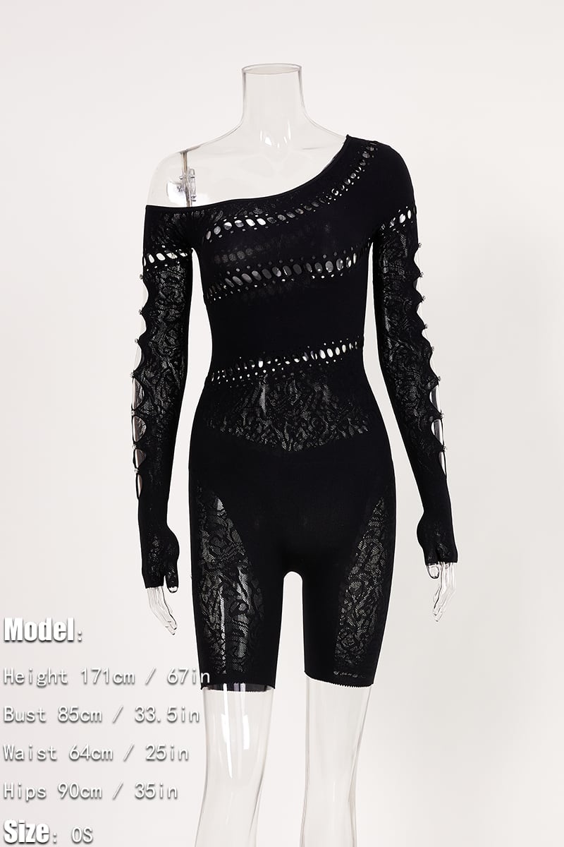 Dazzling Rhinestone-embellished Slim Fit Playsuit - Glamour In Motion