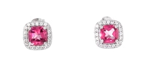 2.20 ct. t.w. Pink Topaz Earrings with .80 ct. t.w. White Topaz in Sterling Silver