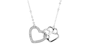 30 ct. t.w. White Topaz Heart and Paw Necklace in Sterling Silver