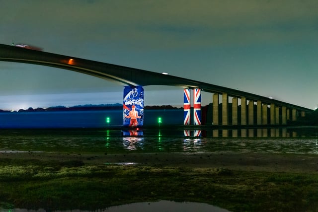 Tour of Britain Launch: Orwell Bridge Projections