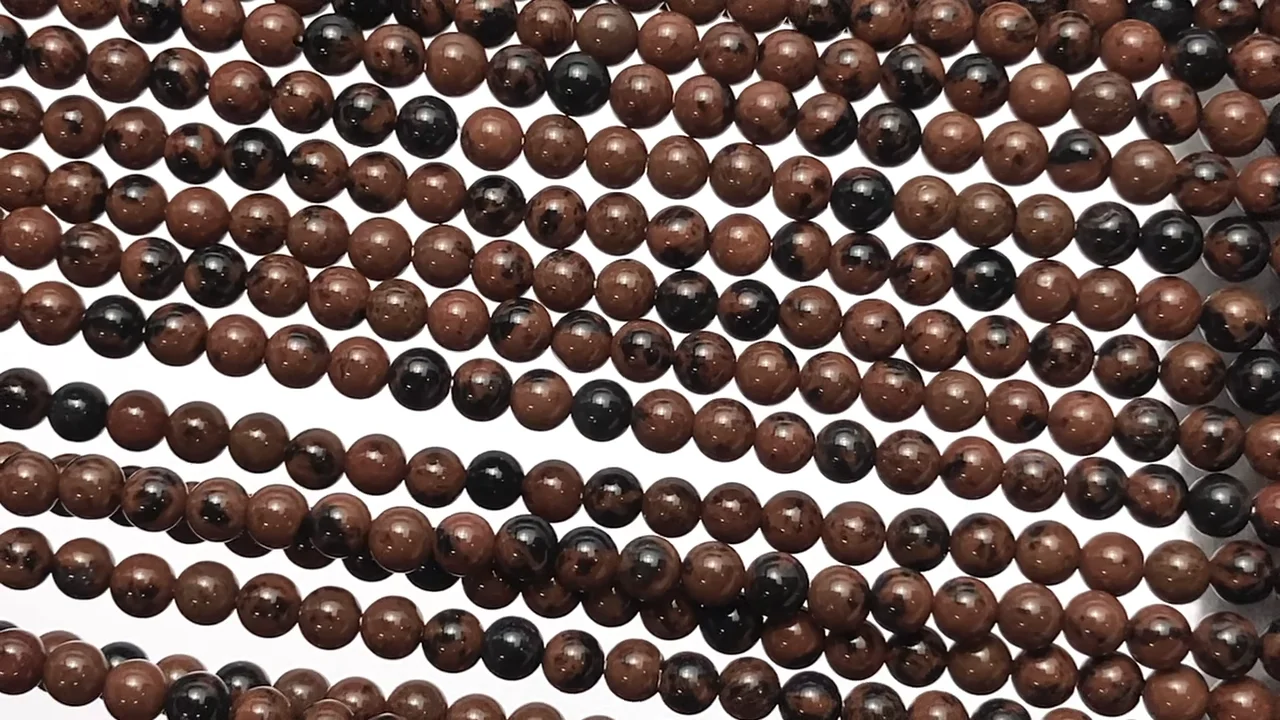 動画】マホガニーオブシディアン ラウンド3mm 1連(約38cm