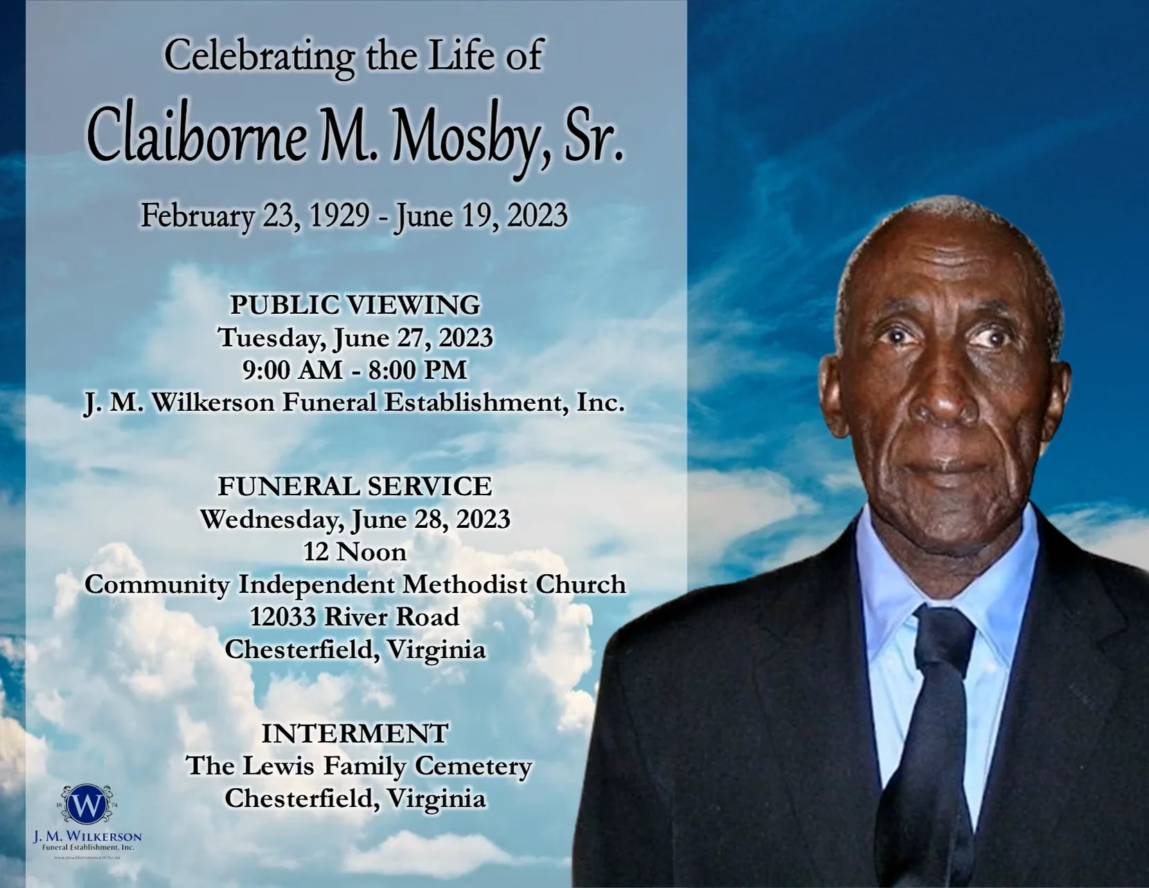 Celebration of Life For Claiborne M. Mosby Sr. on Vimeo