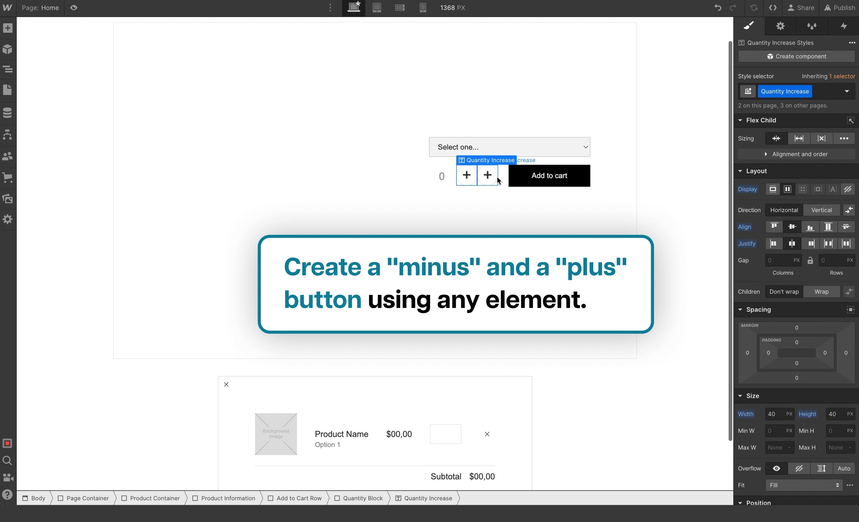 Quantity Changer Buttons on Vimeo