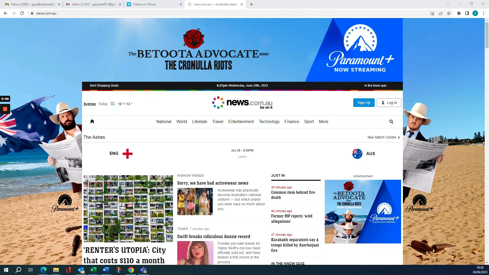 news.com.au — Australia’s leading news site - Google Chrome - 28 June ...