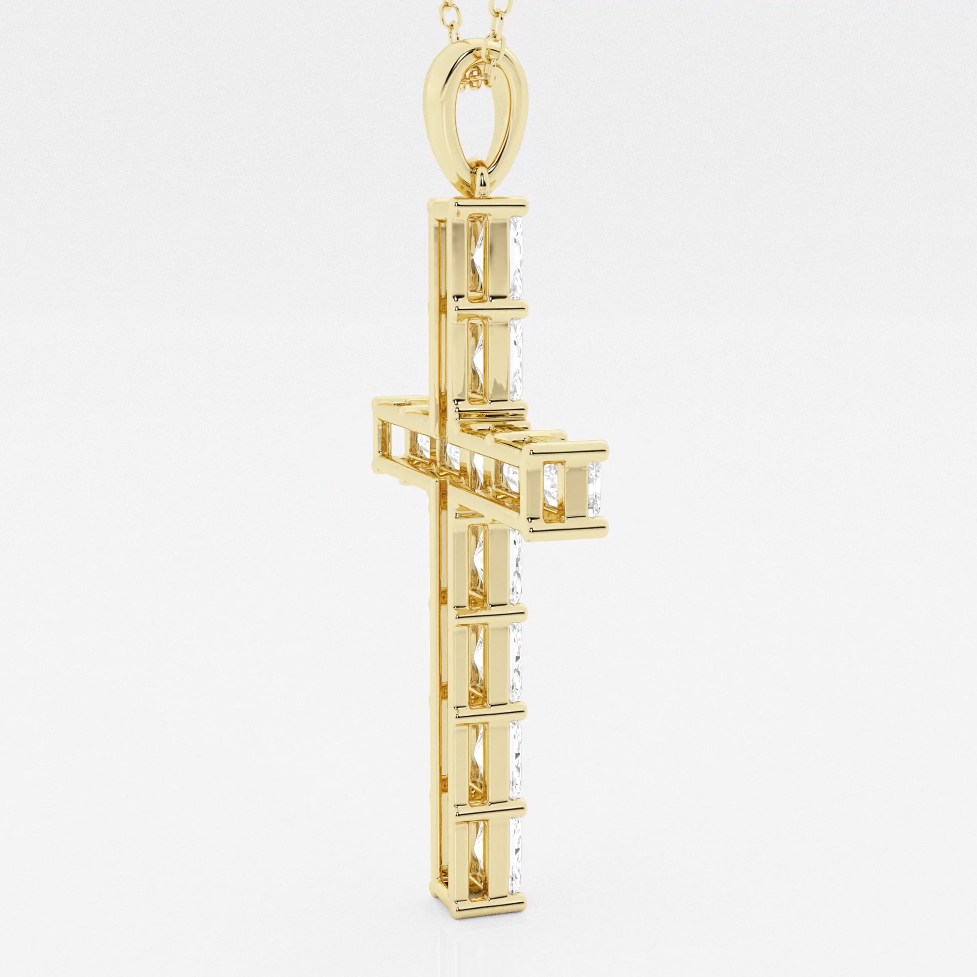 1 ct Pendente Croce con Diamante Lab Grown Rotondo e Catena Regolabile 14K Oro Bianco, DE, VS1