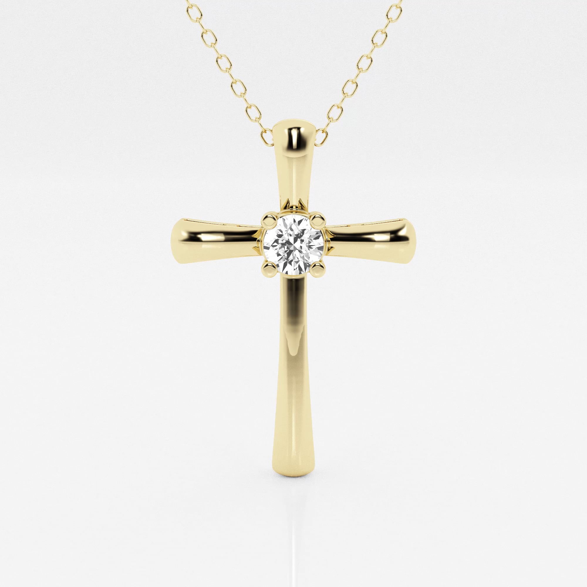 1/4 ctw Round Lab Grown Diamond Single Stone Cross Pendant