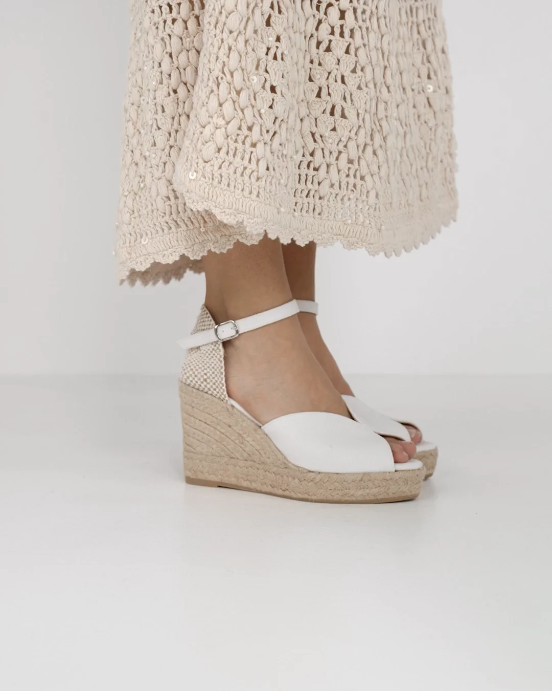 Sandali Con Zeppa Donna Espadrillas - Tacco Largo, Punta Aperta, Comodi E Leggeri Per Matrimonio E Festa