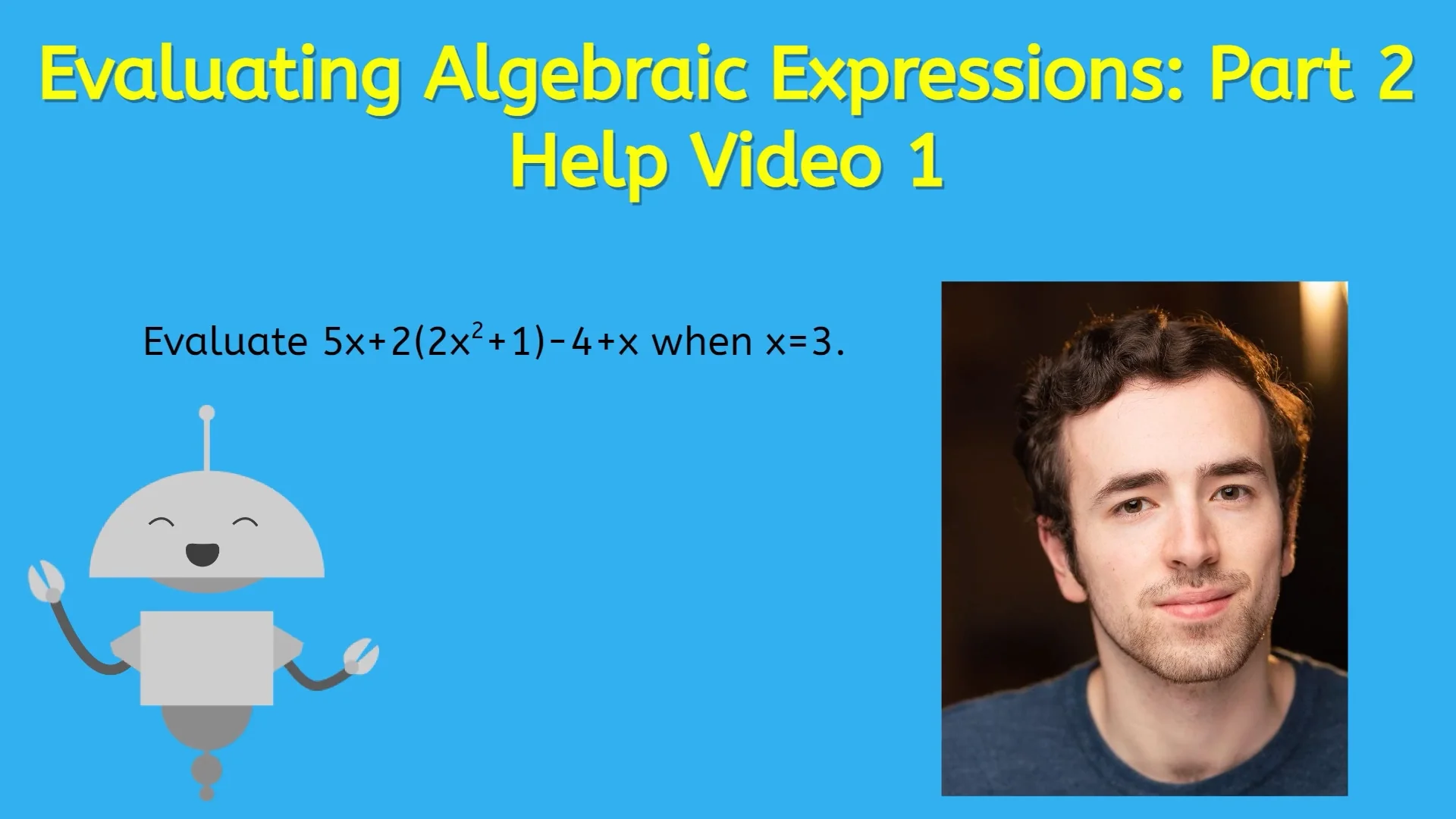 Evaluating Algebraic Expressions: Part 2 Help Video 1
