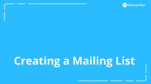 11. Creating a Mailing List