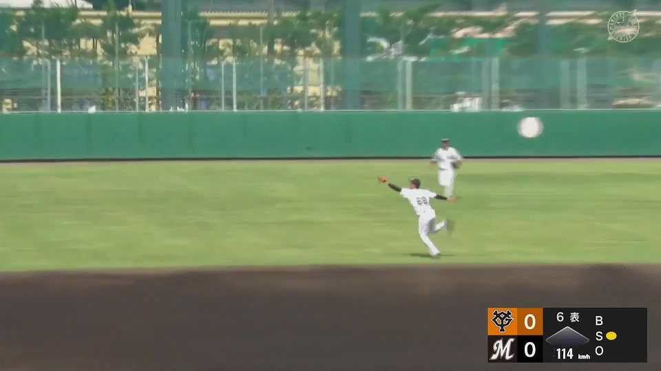 【ファーム】マリーンズ・金田優太 頭上を越える難しい打球をナイスキャッチ!!  2023年7月4日 千葉ロッテマリーンズ 対 読売ジャイアンツ