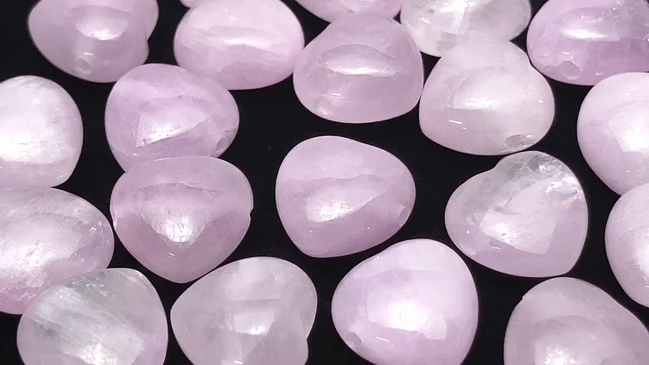 クンツァイト ハート10×10mm 【横穴】 3個｜天然石ビーズの卸