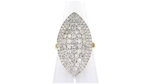2.00 ct. t.w. Diamond Marquise-Shaped Cluster Ring in 18kt Gold Over Sterling