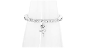 20 ct. t.w. Diamond Cross Charm Ring in Sterling Silver