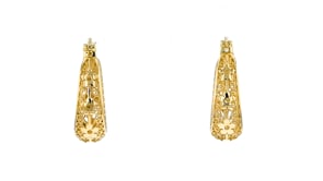 18kt Gold Over Sterling Floral Filigree Hoop Earrings