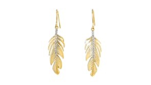 10 ct. t.w. Diamond Feather Drop Earrings in 18kt Gold Over Sterling