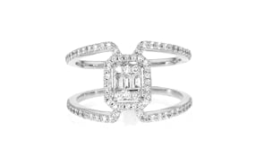 50 ct. t.w. Baguette and Round Diamond Ring in 14kt White Gold